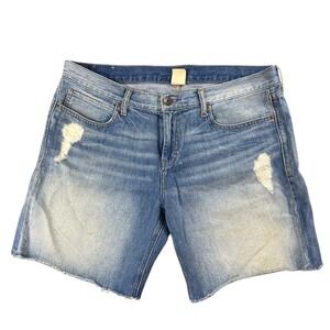 Banana Republic Jean Shorts 32 Blue Denim Light Wash Distressed Ripped Raw Hem